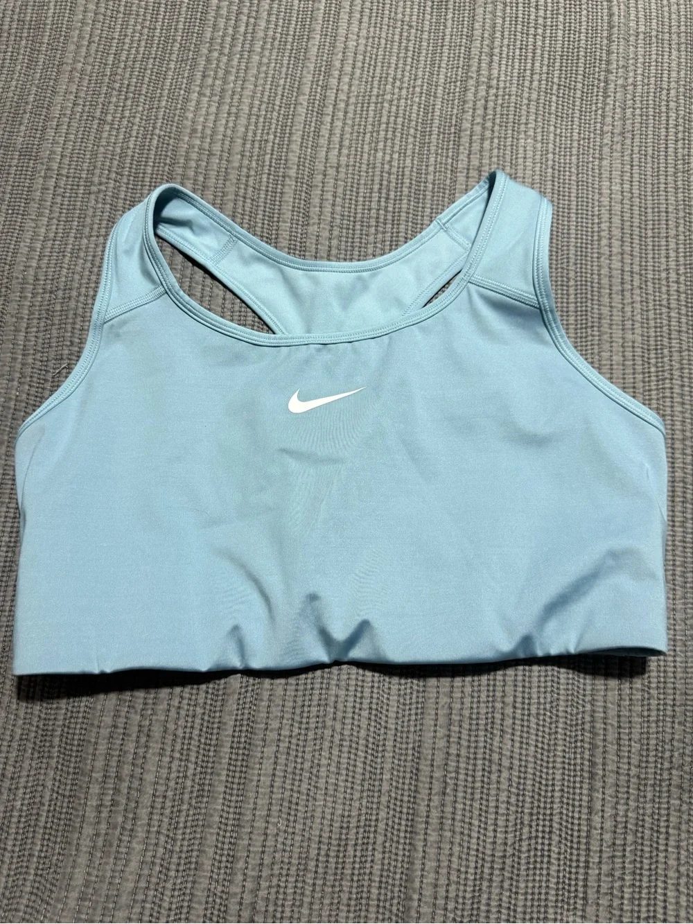 Nike Sky Blue Racerback Sports Bra with White Swoosh